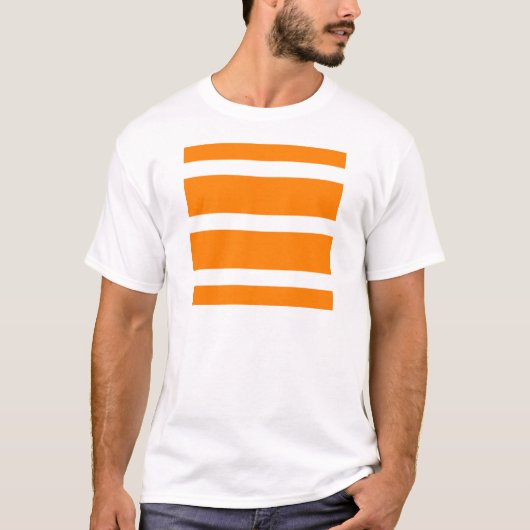 Enkelvoudige streep - Wit op Sinaasappel T-shirt (Voorkant)