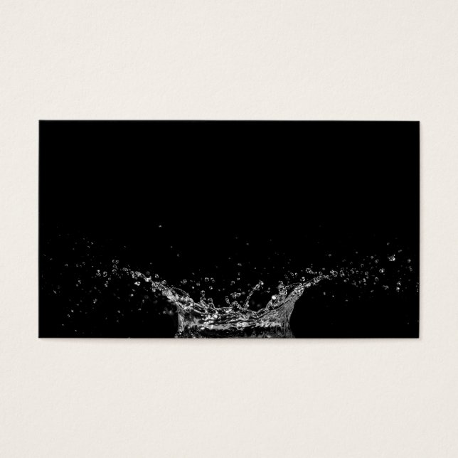 Enkelvoudige waterspatten op een zwarte achtergron visitekaartjes (Voorkant)