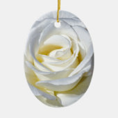 Enkelvoudige witte rozenbloesem keramisch ornament (Voorkant)