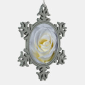 Enkelvoudige witte rozenpeuter-snowflake-versierin tin sneeuwvlok ornament (Links)