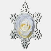 Enkelvoudige witte rozenpeuter-snowflake-versierin tin sneeuwvlok ornament (Rechts)