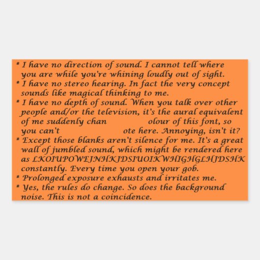 Enkelzijdige doofheid Wieg Sheet Rechthoekige Sticker (Voorkant)