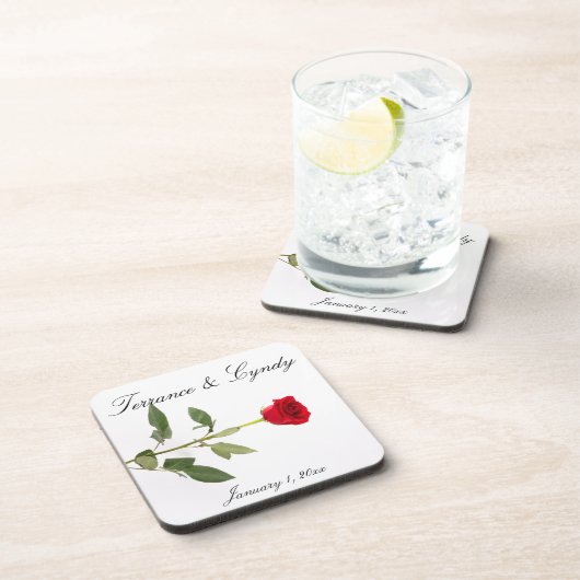 Enkelzijdige rode roze Elegant Bier Onderzetter (Rechterzijde)