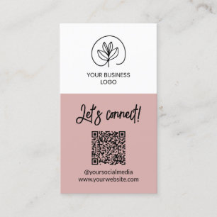 Enkelzijdige Stof Roze Let's Connect QR Code Visitekaartje