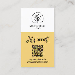 Enkelzijdige zachte gele Let's Connect QR-code Visitekaartje