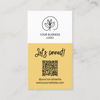 Enkelzijdige zachte gele Let's Connect QR-code Visitekaartje
