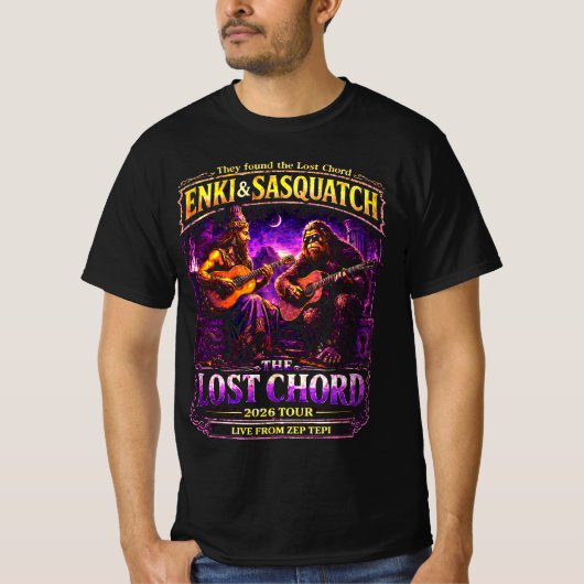Enki en Sasquatch de Lost Chord Tour T-shirt (Voorkant)