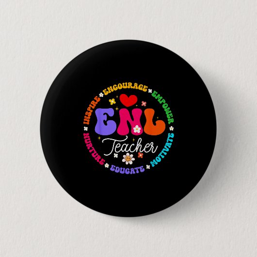 Enl Teacher Squad English New Language Squad Crew Ronde Button 5,7 Cm (Voorkant)