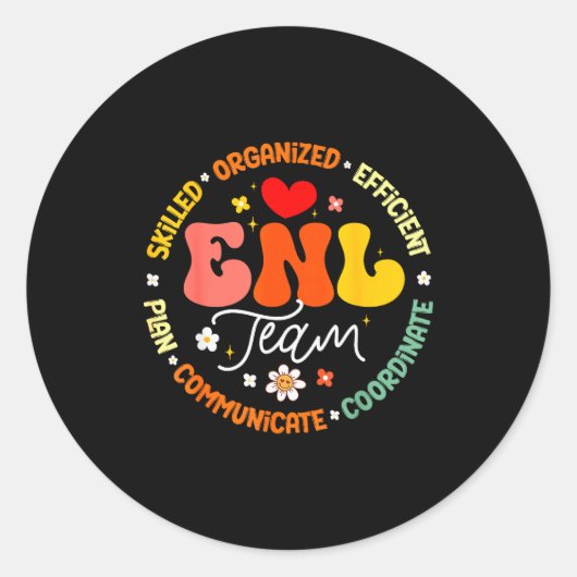 Enl Team Teacher English New Language Squad Crew  Ronde Sticker (Voorkant)