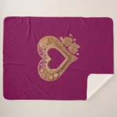 Enlaced Golden Heart Ai Art Sherpa Deken (Voorkant (horizontaal))