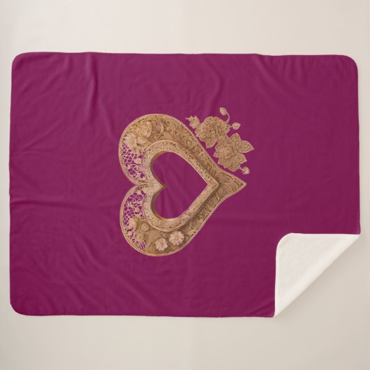 Enlaced Golden Heart Ai Art Sherpa Deken (Voorkant (horizontaal))