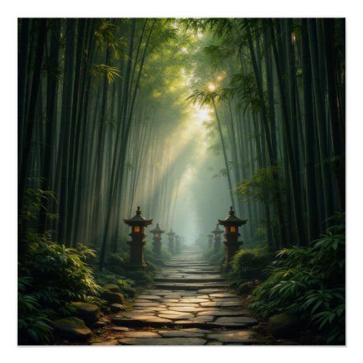 Enlightened Path: The Bamboo Forest Sanctuary Perfect Poster (Voorkant)