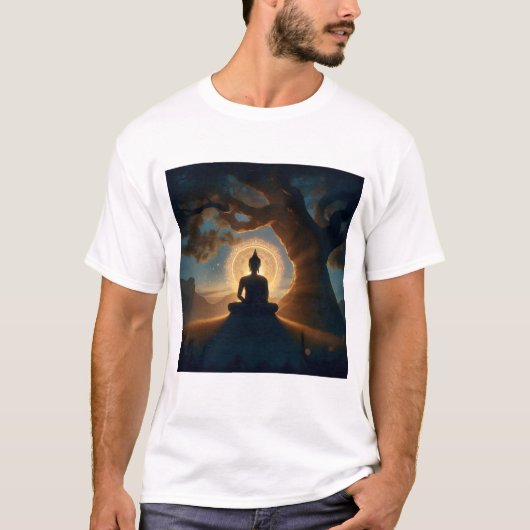 Enlightenment Under Bodhi Tree - Buddha Meditation T-shirt (Voorkant)