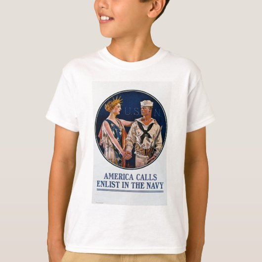 Enlist in de Amerikaanse marine -  oorlogspropagan T-shirt (Voorkant)