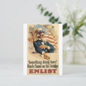 "Enlist" Oude Amerikaanse militaire Poster rond 19 Briefkaart (Staand voorkant)