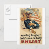 "Enlist" Oude Amerikaanse militaire Poster rond 19 Briefkaart (Voorkant / Achterkant)