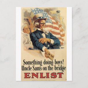 "Enlist" Oude Amerikaanse militaire Poster rond 19 Briefkaart