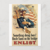 "Enlist" Oude Amerikaanse militaire Poster rond 19 Briefkaart (Voorkant)