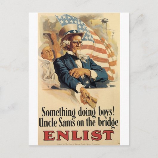 "Enlist" Oude Amerikaanse militaire Poster rond 19 Briefkaart (Voorkant)