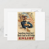"Enlist" Oude Amerikaanse militaire Poster rond 19 Briefkaart (Voorkant / Achterkant)