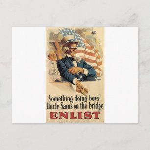 "Enlist" Oude Amerikaanse militaire Poster rond 19 Briefkaart