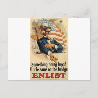 "Enlist" Oude Amerikaanse militaire Poster rond 19 Briefkaart
