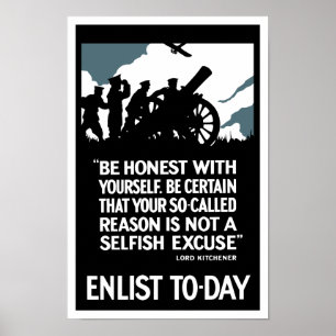 Enlist To Day - Lord Kitchener WWI Poster