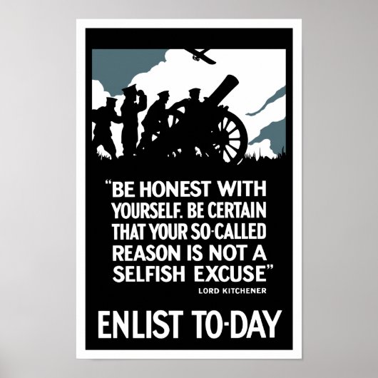 Enlist To Day - Lord Kitchener WWI Poster (Voorkant)