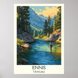 Ennis Montana Vlieg Vissen River Art Poster