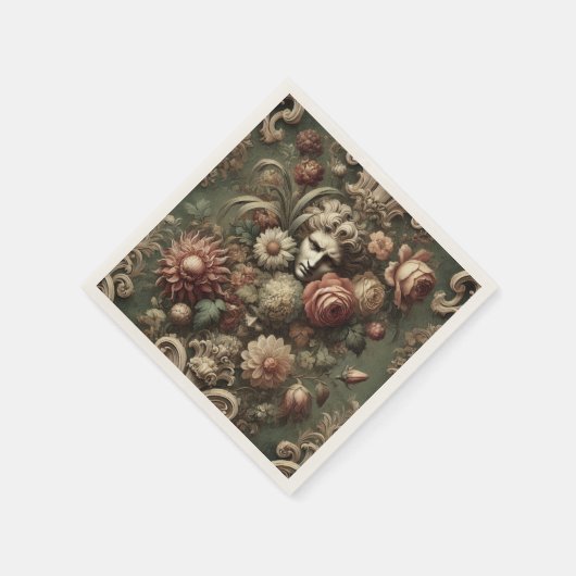 Ennui Elegance – Gotisch Barok Bloemenpatroon Servet (Hoek)