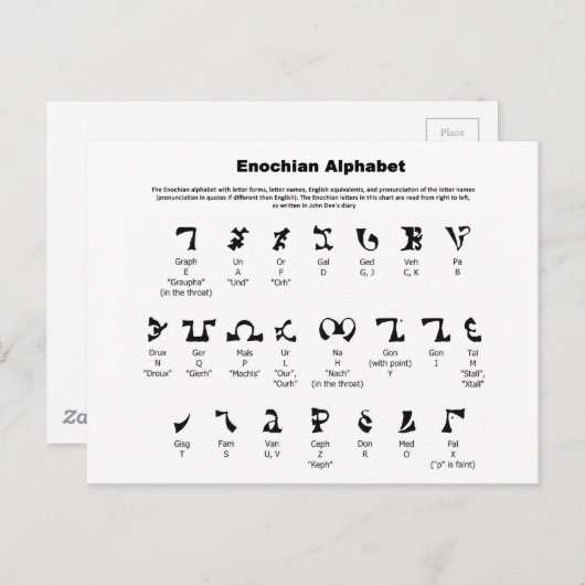 Enochian Alphabet Chart Briefkaart (Voorkant / Achterkant)