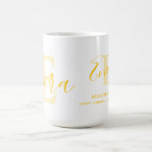 Enora text yellow name means monogram E Coffee M Koffiemok (Center)