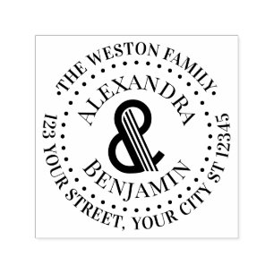 Enorm groot Art Deco Ampersand familienaam retoura Zelfinktende Stempel