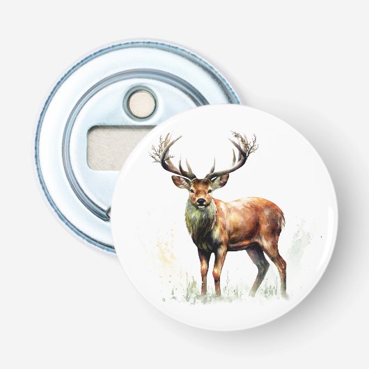Enorm hert met gewei  button flesopener (Voorkant)