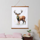Enorm hert met gewei hangend wandkleed (Slaapkamer)