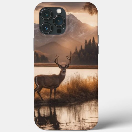 Enorm hert met gewei op bergmeer Case-Mate iPhone case (Achterkant)