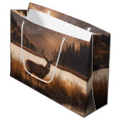 Enorm hert met gewei op bergmeer groot cadeauzakje (Voorkant Gekanteld)