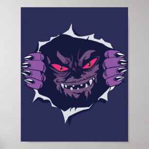 Enorm monster glurend door gat in de muur Horror Poster