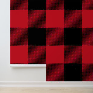 Enorm rood en zwart buffelplaid behang
