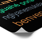 ENORM Welkom in 80 talen ZWARTE Poster - 5 maten! (Hoek)