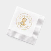 Enorme Art Deco Ampersand Paar Rond Gevlekt Lijst Folie Servetten (Links)