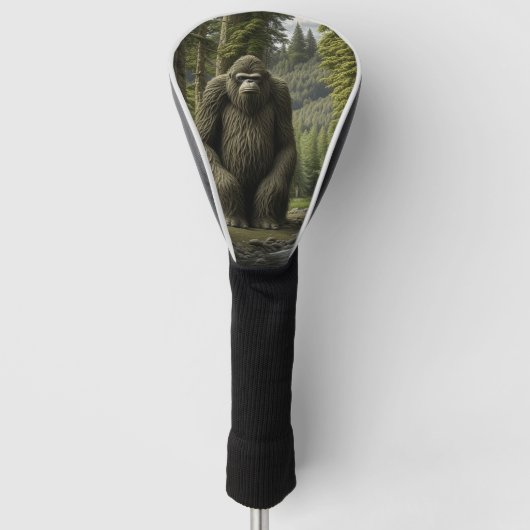 Enorme Bigfoot die naast Tent in de Bossen zit Golfheadcover (Voorkant)