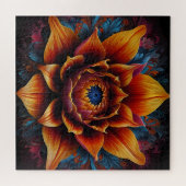 Enorme bloemhoofdbloei van sinaasappel en blauw legpuzzel (Horizontaal)