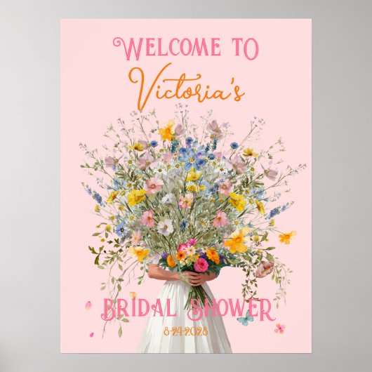 Enorme Boeket Bruid Vrijgezellenfeest Welkomstbord Poster (Voorkant)