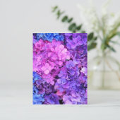Enorme bosjes paarse en blauwe hydrangea briefkaart (Staand voorkant)