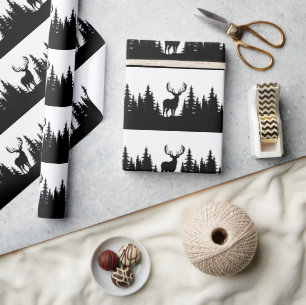 Enorme Buck Tussen Pine Treed Vector Cadeaupapier