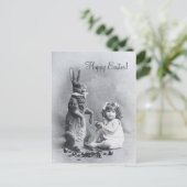 Enorme Bunny Victoriaans Meisje Pasen Snoep Feestdagenkaart (Staand voorkant)