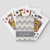 Enorme Chevron Patroon met Naam grijs beige Pokerkaarten (Achterkant)