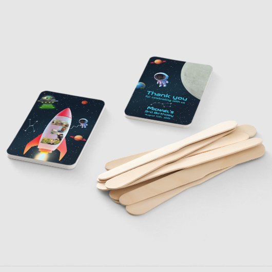 Enorme drie met foto's | Space Rocket 3e verjaarda Handwaaier (Niet-gemonteerd)