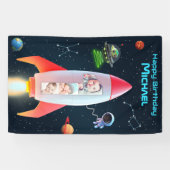 Enorme één foto collage | 1e verjaardag Space Rock Spandoek (Horizontaal)